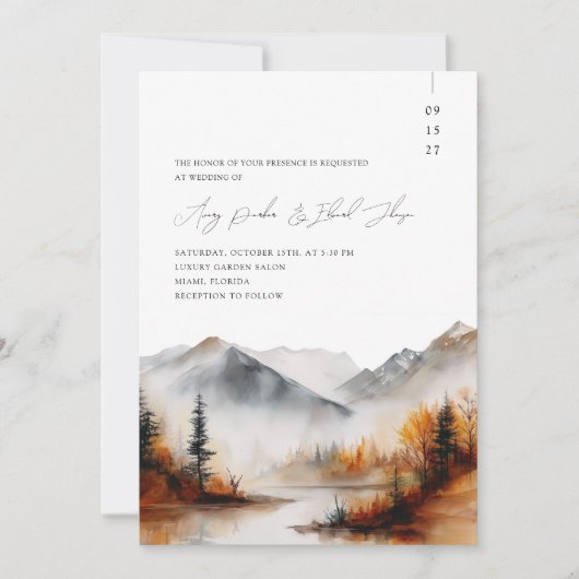 秋の結婚式エレガントBoho写真 招待状 (正面)