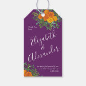 秋の結婚式オレンジバラパープル ギフトタグ (正面)