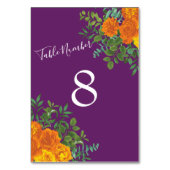 秋の結婚式オレンジバラパープル テーブルナンバー (正面)