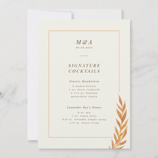 秋の結婚式オレンジブランチカクテルメニュー (正面)