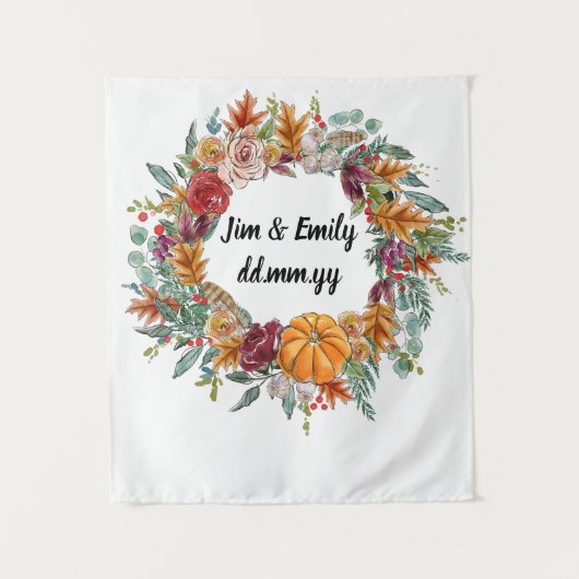 秋の結婚式カスタム披露宴ホリデーフォトブース タペストリー (正面)