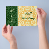 秋の結婚式グリーンクリームフライヤーテンプレート チラシ (ハンドル)