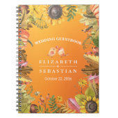 秋の結婚式ゲストブックオータムメープル葉パンプキン ノートブック (正面)