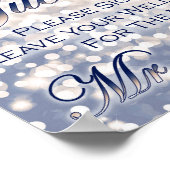 秋の結婚式ゲストブックサイン – シャンパンと海軍 ポスター (角)