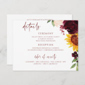 秋の結婚式サンフラワーズ&ブルゴーニュバラ詳細 エンクロージャーカード (正面/裏面)