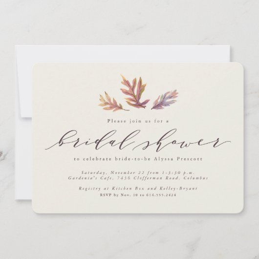 秋の結婚式シャワーの招待 案内状 (正面)