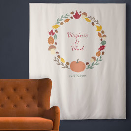 秋の結婚式タペストリー&フォトブース背景 タペストリー