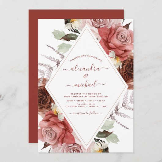 秋の結婚式テラコッタフローラ秋 招待状 (正面/裏面)