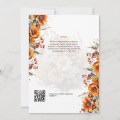 秋の結婚式テーマ |焦げたオレンジ |素朴フローラ 招待状 (裏面)