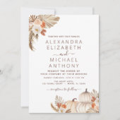 秋の結婚式パンパスグラスパンプキンテラコッタ 招待状 (正面)