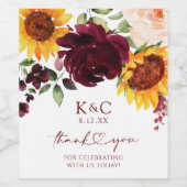 秋の結婚式ヒマワリとバラブルゴーニュワインラボ ワインラベル (シングルラベル)