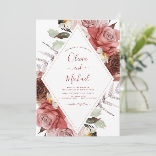 秋の結婚式フォトフローラユーカリ 招待状 (スタンド正面)