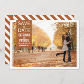 秋の結婚式フレームセーブ・ザ・デート案内 招待状 (正面/裏面)