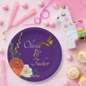 秋の結婚式フローラバタフライカスタム紙プレート ペーパープレート (パーティー)