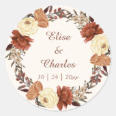 秋の結婚式フローラリース ラウンドシール (正面)