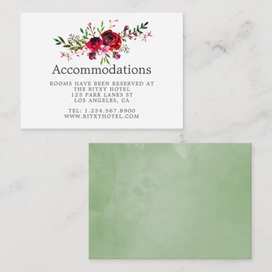 秋の結婚式フローラ水カラー宿泊施設 エンクロージャーカード (正面/裏面)