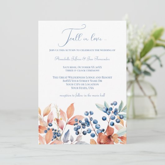 秋の結婚式フローラ水彩 招待状 (スタンド正面)