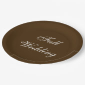 秋の結婚式ブラウンリッチ深い素朴カラー ペーパープレート (アングル)