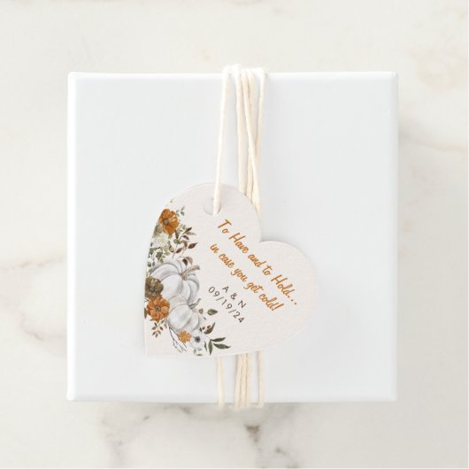 秋の結婚式ブランケット素朴フローラパンプキン フェイバータグ (インサイチュ)