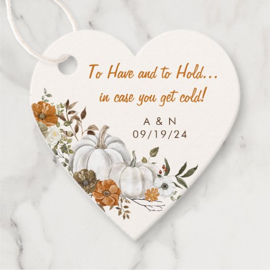 秋の結婚式ブランケット素朴フローラパンプキン フェイバータグ (正面)