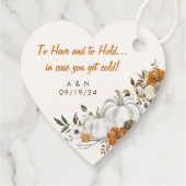 秋の結婚式ブランケット素朴フローラパンプキン フェイバータグ (裏面)