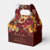 秋の結婚式ブルゴーニュバラひまわり感謝していあなた フェイバーボックス (正面サイド)