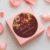 秋の結婚式ブルゴーニュバラひまわり感謝していあなた ラウンドシール