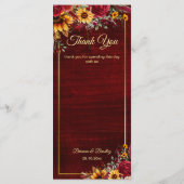 秋の結婚式ブルゴーニュバラひまわり メニュー (裏面)