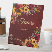 秋の結婚式ブルゴーニュバラヒマワリの恩恵 台座サイン (インサイチュ)