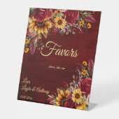 秋の結婚式ブルゴーニュバラヒマワリの恩恵 台座サイン (正面)