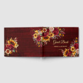 秋の結婚式ブルゴーニュバラ黄色ひまわり ゲストブック (全面)