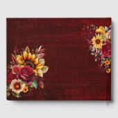 秋の結婚式ブルゴーニュバラ黄色ひまわり ゲストブック (裏面)