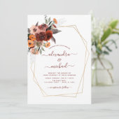 秋の結婚式ブルゴーニュ金ゴールドフローラ 招待状 (スタンド正面)