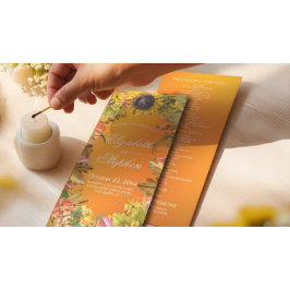 秋の結婚式プログラムオータムメープル葉パンプキンス プログラム