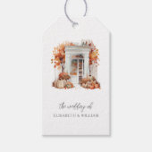 秋の結婚式ホワイトフロントドパーソナライズされたア ギフトタグ (正面)
