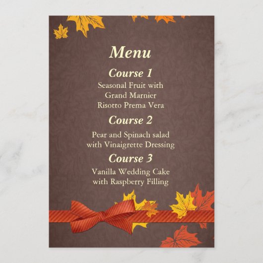 秋の結婚式メニュー メニュー (正面)