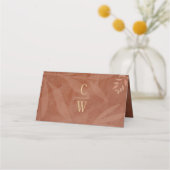 秋の結婚式モダンテラコッタ葉金ゴールド プレイスカード (裏面)