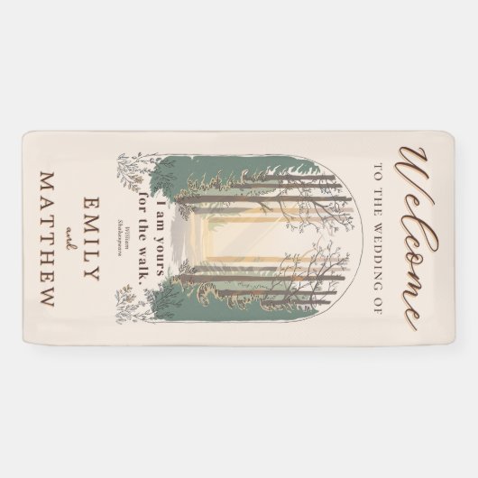 秋の結婚式モダンフォレエレガントストへようこそ 横断幕 (横)