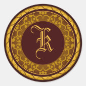 秋の結婚式モノグラムオータム封筒用シールシール ラウンドシール (正面)