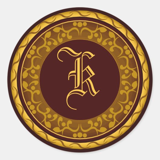 秋の結婚式モノグラムオータム封筒用シールシール ラウンドシール (正面)