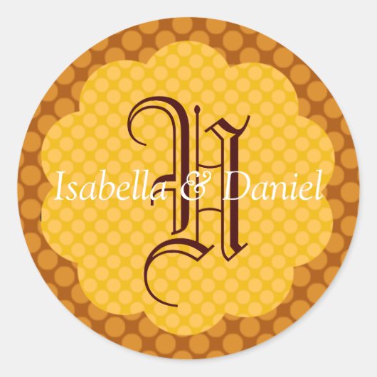 秋の結婚式モノグラムオータム封筒用シールシール ラウンドシール (正面)