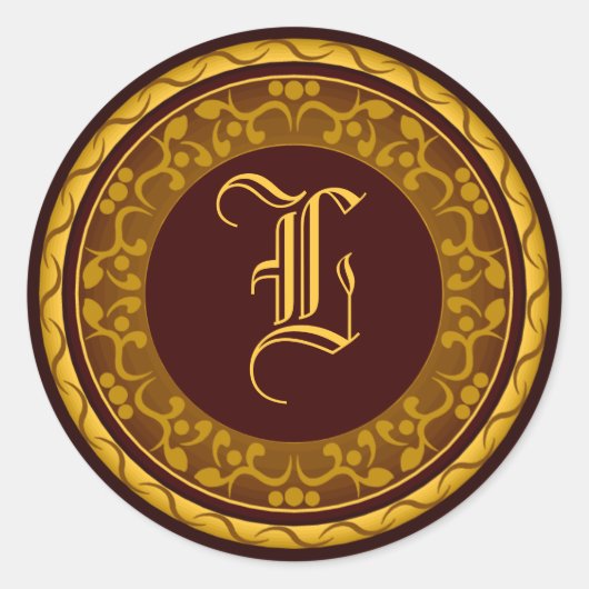 秋の結婚式モノグラム秋封筒用シールシール ラウンドシール (正面)