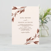 秋の結婚式ラストブラウン紅葉の葉 招待状 (スタンド正面)