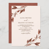 秋の結婚式ラストブラウン紅葉の葉 招待状 (正面/裏面)