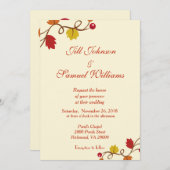 秋の結婚式リーフアンドベリーつる植物 招待状 (正面/裏面)