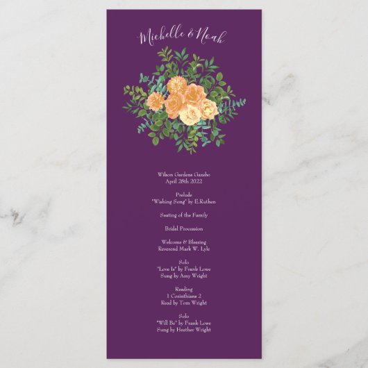 秋の結婚式ヴィンテージピーチバラオンパープル メニュー (正面)