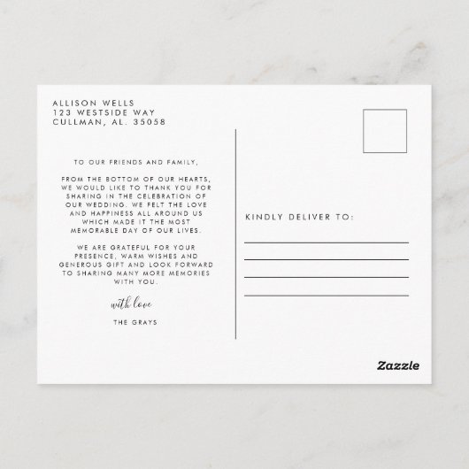 秋の結婚式写真ありがとうポストカード ポストカード (裏面)