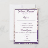 秋の結婚式出欠確認 - シャンパンとプラム 招待状 (正面)