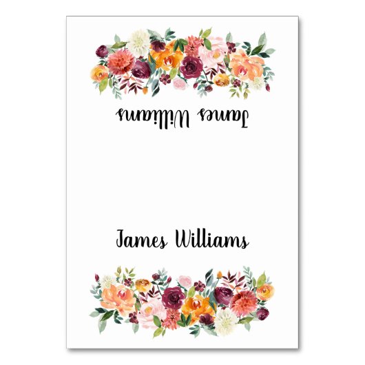 秋の結婚式座席表美しい花 テーブルナンバー (正面)