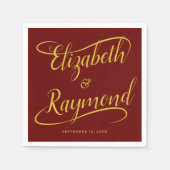 秋の結婚式手書き書エレガント道の灰 スタンダードカクテルナプキン (正面)